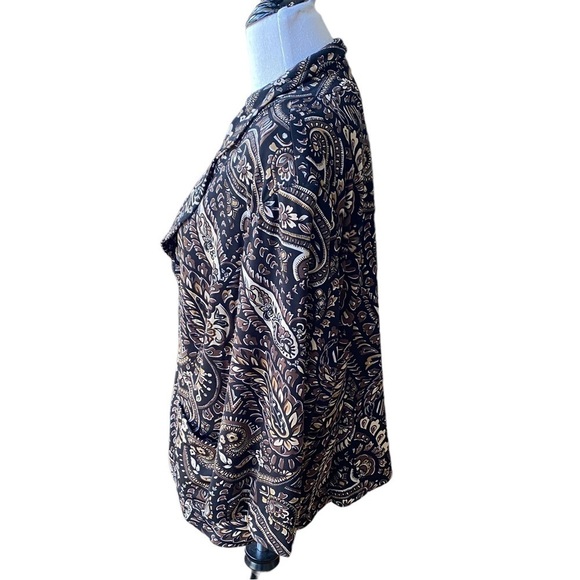 JOAN RIVERS Collared Paisley Brown & Black Women's Lined Button Up Blazer Sz. 2X - Picture 3 of 10